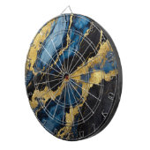 Blauw marmeren patroon met goud dartbord (Voorkant Rechts)