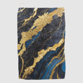 Blauw marmeren patroon met goud golfhanddoek