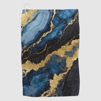 Blauw marmeren patroon met goud golfhanddoek