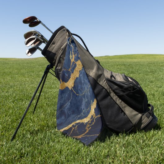 Blauw marmeren patroon met goud golfhanddoek (Groen)