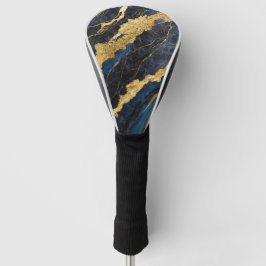 Blauw marmeren patroon met goud golfheadcover
