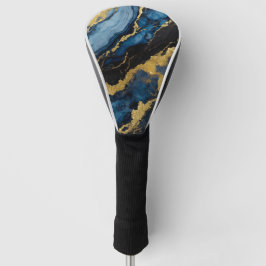 Blauw marmeren patroon met goud golfheadcover
