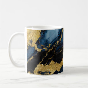 Blauw marmeren patroon met goud koffiemok