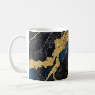 Blauw marmeren patroon met goud koffiemok