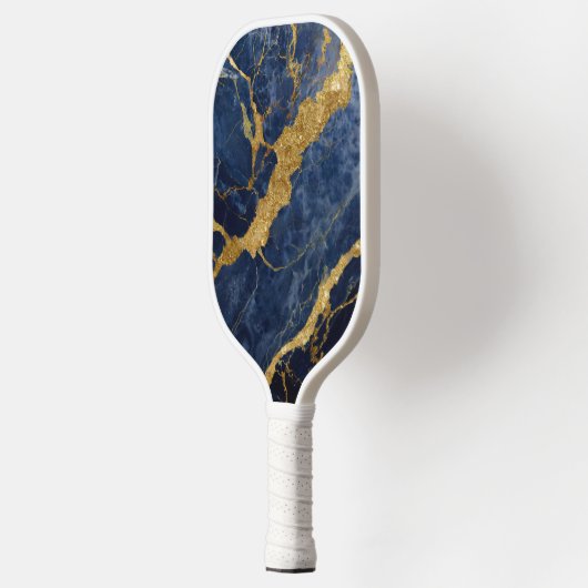 Blauw marmeren patroon met goud pickleball paddle (Links)