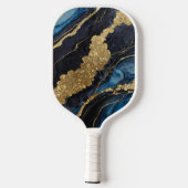Blauw marmeren patroon met goud pickleball paddle (Achterkant)