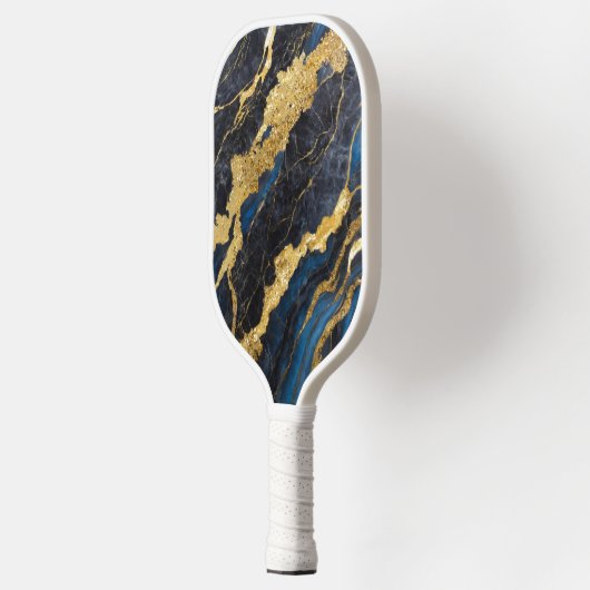 Blauw marmeren patroon met goud pickleball paddle (Links)