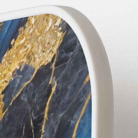 Blauw marmeren patroon met goud pickleball paddle (Links Detail)