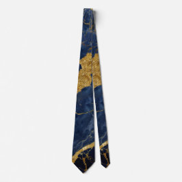 Blauw marmeren patroon met goud stropdas