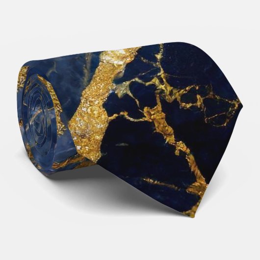 Blauw marmeren patroon met goud stropdas (Opgerold)