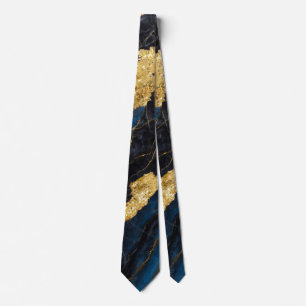 Blauw marmeren patroon met goud stropdas