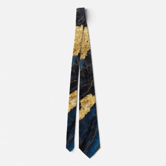Blauw marmeren patroon met goud stropdas (Achterkant)