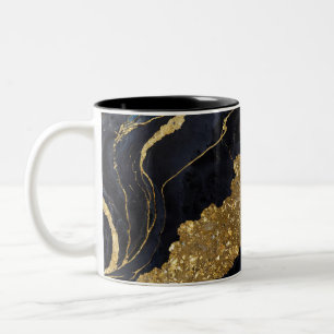 Blauw marmeren patroon met goud tweekleurige koffiemok