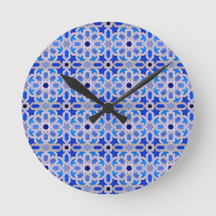 Blauw Marokkaans geometrisch patroon Ronde Klok