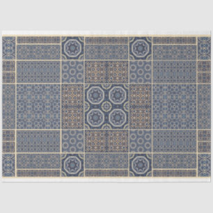 Blauw Marokkaans ontwerp tegel ontkoppelingspapier Tissuepapier