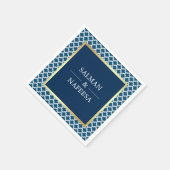 Blauw Marokkaans Quatrefoil Patroon Bruiloft Servet (Hoek)