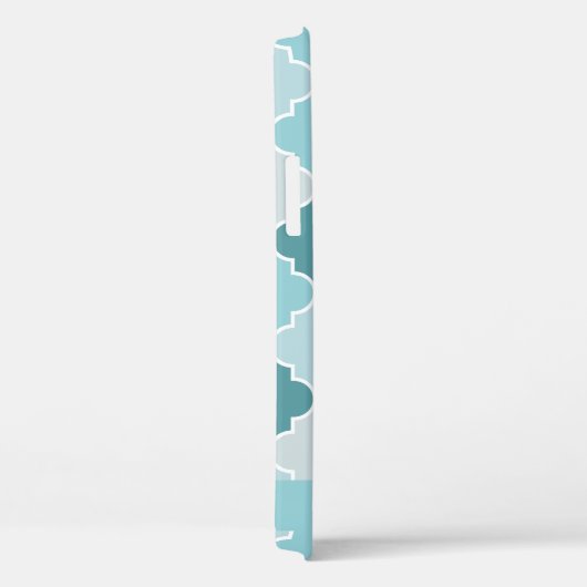 Blauw Marokkaans Trellis, Quatrefoil, Jouw naam Case-Mate iPhone Case (Achterkant / Rechts)