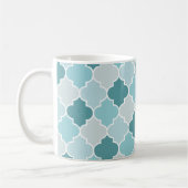 Blauw Marokkaans Trellis, Quatrefoil, Jouw naam Koffiemok (Links)
