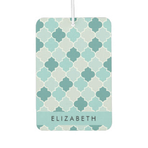 Blauw Marokkaans Trellis, Quatrefoil, Jouw naam Luchtverfrisser