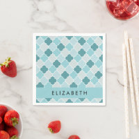 Blauw Marokkaans Trellis, Quatrefoil, Jouw naam