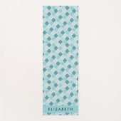 Blauw Marokkaans Trellis, Quatrefoil, Jouw naam Yogamat (Voorkant)