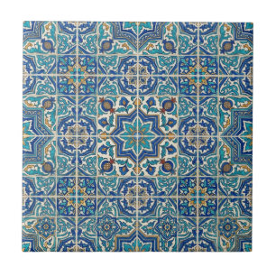 Blauw Marokkaans Vintage Tegelpatroon Tegeltje