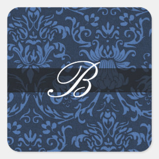Blauw masker met monogram kalligrafie B Vierkante Sticker