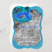 Blauw Maskerade Bal Masker Kostuum Halloween Onder Kaart (Voorkant / Achterkant)