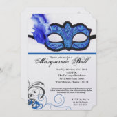 Blauw Maskerade Bal Masker Kostuum Halloween Onder Kaart (Voorkant / Achterkant)