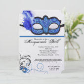 Blauw Maskerade Bal Masker Kostuum Halloween Onder Kaart (Staand voorkant)