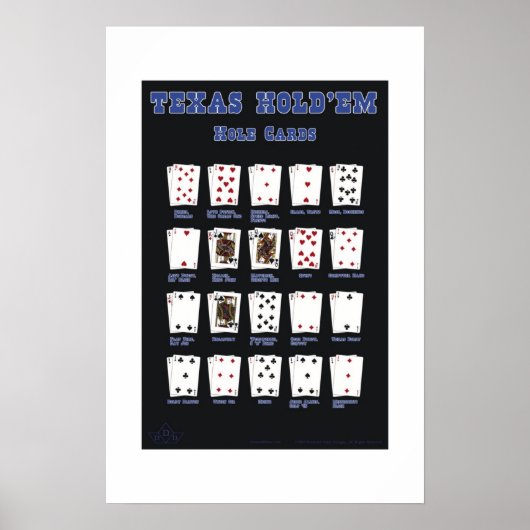 Blauw mat-kaarten voor Texas Holdem Poster (Voorkant)
