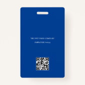 Blauw Medewerker Foto ID Logo QR Code Badge (Achterkant)