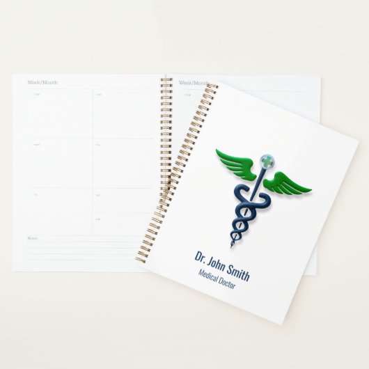 Blauw Medisch Stijlvol Caduceus Groene Vleugels Kr Planner (Display)