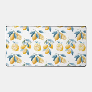 Blauw Mediterraan Citroen Patroon Bureaumat