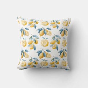 Blauw Mediterraan Citroen Patroon Worp Kussen