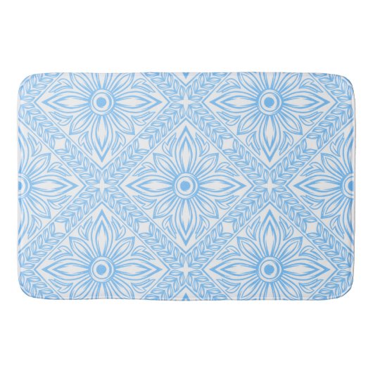 Blauw Mediterraan Italiaans tegel decoratief patro Badmat (Voorkant)