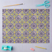 Blauw mediterraan patroongele bloesems tissuepapier (Craft)