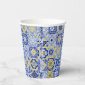 Blauw Mediterraans Tegel & Citrus Trouwpapier cup Papieren Bekers (Rechts)