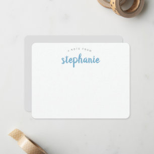 Blauw Meer Speelse Script Persoonlijke Plat Notitiekaartje