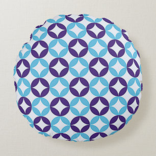 Blauw Meerkleurig Delicaat Patroon Rond Kussen