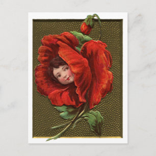 blauw meisje briefkaart