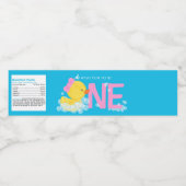 Blauw Meisje Eend 1e Verjaardag Voeding Feiten Ter Waterfles Etiket (Enkel label)