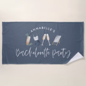 Blauw meisje-modern cocktailscript bachelorette strandlaken (Voorkant)