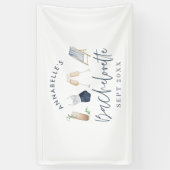 blauw meisje moderne champagne bachelorette weeken spandoek (Verticaal)