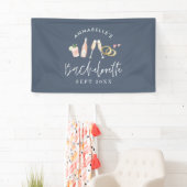 blauw meisje moderne champagne bachelorette weeken spandoek (Insitu)