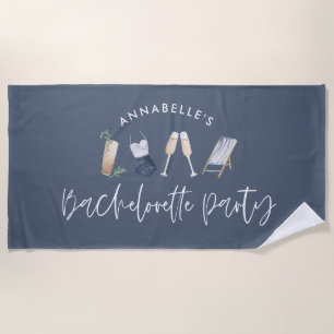 Blauw meisjesachtig modern cocktail schrift vrijge strandlaken
