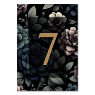 Blauw melancholisch bloemtafel 7 kaart