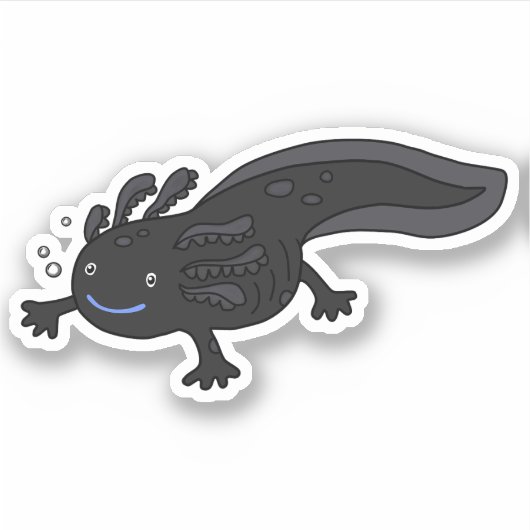Blauw melanoïde axolotl sticker (Voorkant)