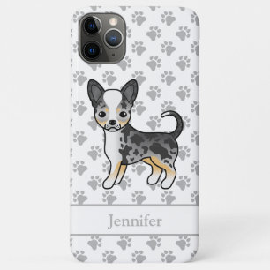 Blauw Merle Gladharige Chihuahua Hond & Naam iPhone 11 Pro Max Hoesje