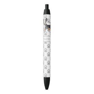 Blauw Merle Gladharige Chihuahua Mooie Hond & Naam Zwarte Inkt Pen
